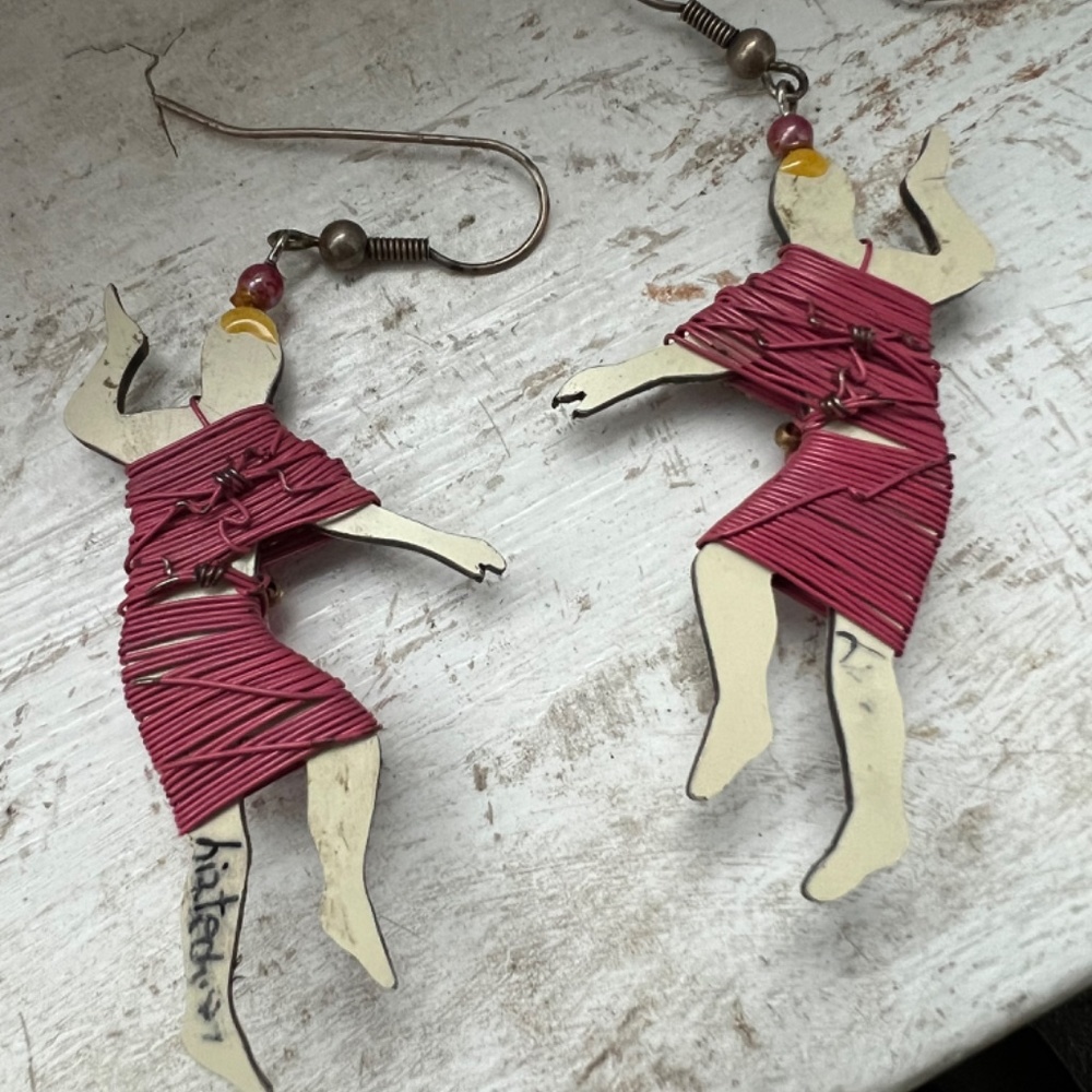 *Rare Find* LizTech Vintage Hand Crafted Dancer Earrings (1987) - Picture 2 of 4